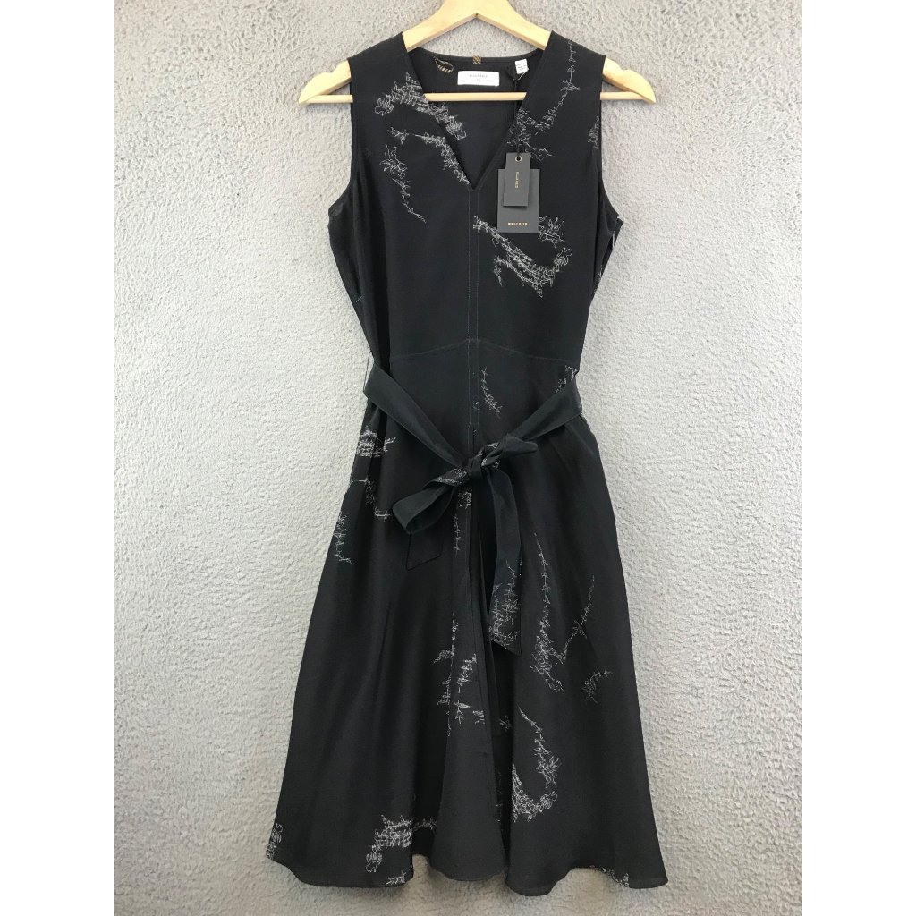 New Billy Reid Pleated Sleeveless Belted V Neck Dress Size Xs $598 Silk